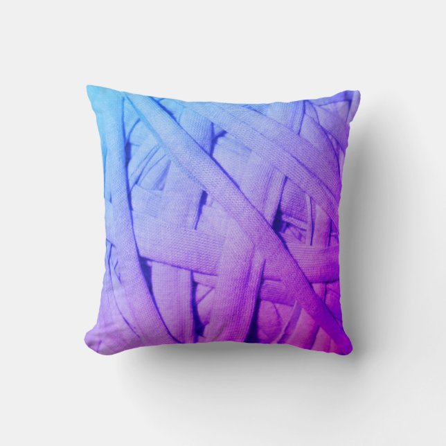 Blue Purple Yarn Details Texture Cushion Pillow (Front)