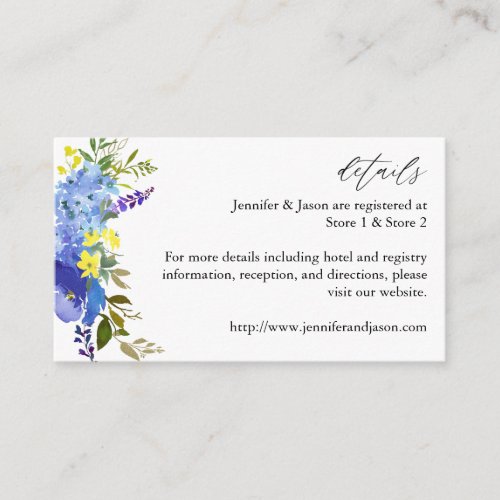 Blue Purple  Yellow Floral Details 2 Enclosure Card