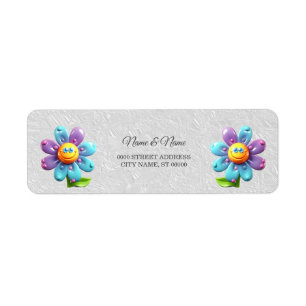 Blue Purple Yellow Flower Return Address Label
