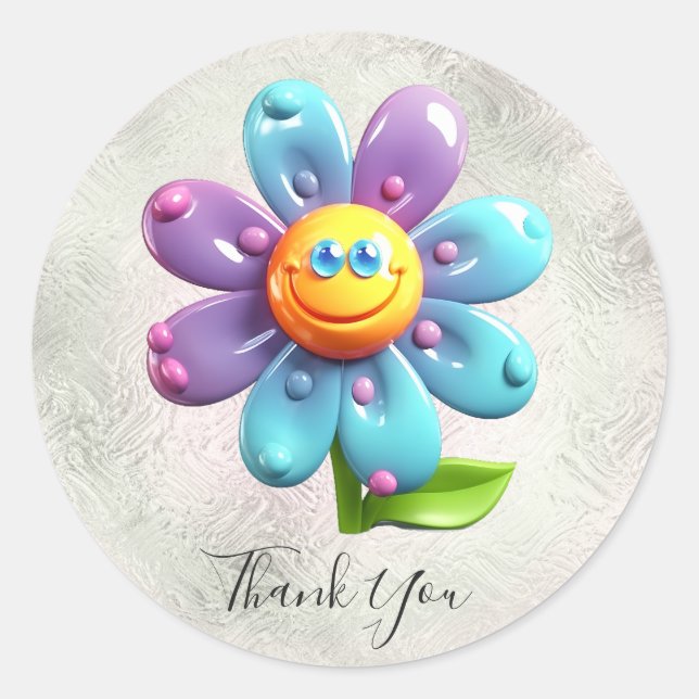 Blue Purple Yellow Flower Sticker (Front)