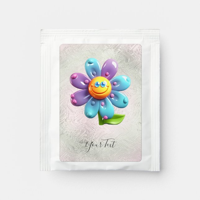 Blue Purple Yellow Flower Tea Bag Drink Mix (Front)