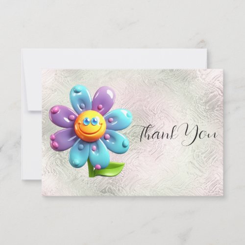 Blue Purple Yellow Flower Thank You Card