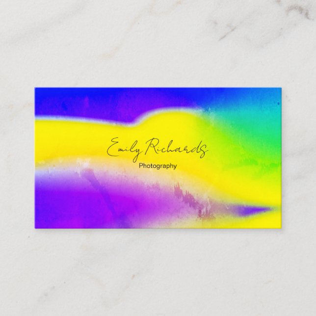 Blue Purple Yellow Unique Creative Photography Business Card (Front)