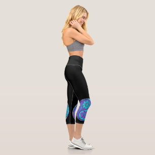 Blue & Purple Yin Yang Capri Leggings
