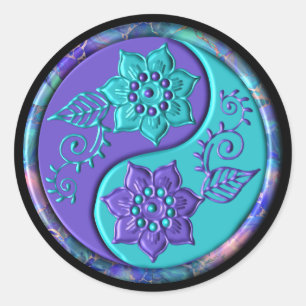 Blue & Purple Yin Yang Classic Round Sticker