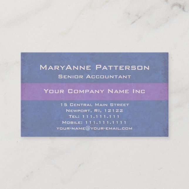 Blue PurpleTextured Italian Corporate Business Card (Front)