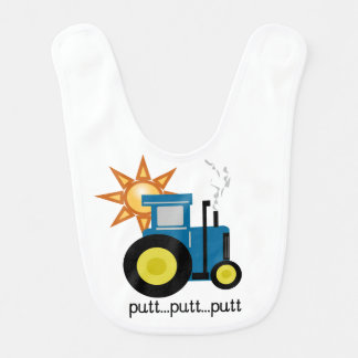 Blue Putt Putt Tractor Baby Bib