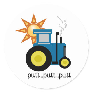 Blue Putt Putt Tractor Classic Round Sticker