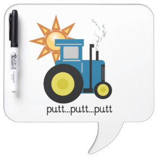 Blue Putt Putt Tractor Dry Erase Board