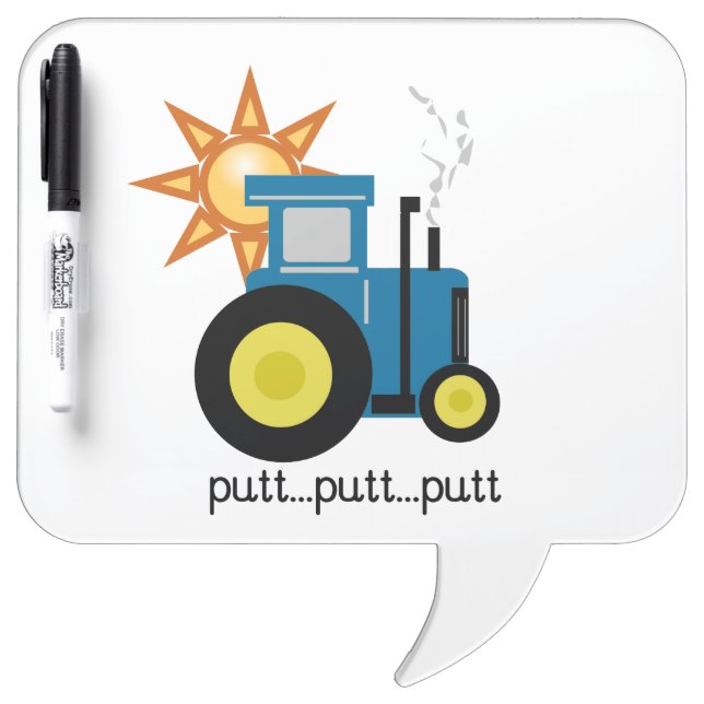 Blue Putt Putt Tractor Dry Erase Board (Front)
