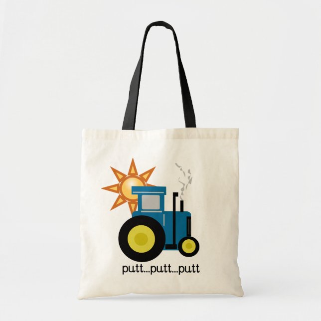 Blue Putt Putt Tractor Tshirts and Gifts Tote Bag (Front)