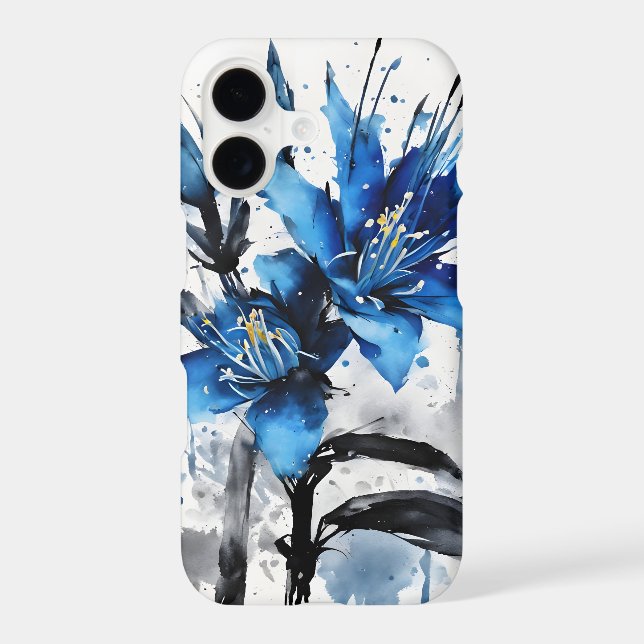 Blue Puya - Watercolor flowers Case-Mate iPhone Case (Back)