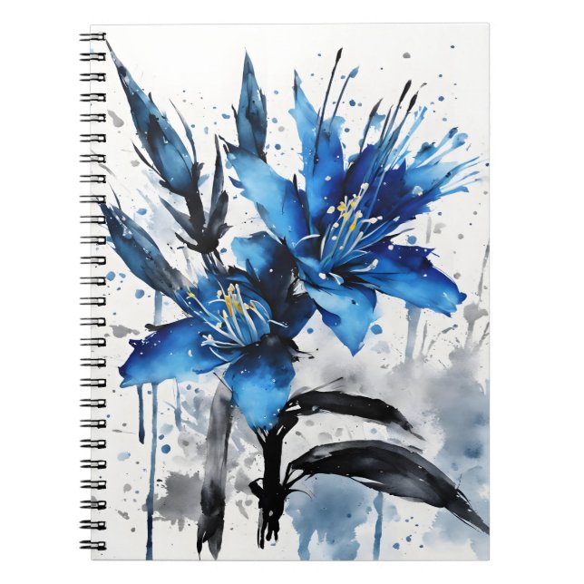 Blue Puya - Watercolor flowers Notebook (Front)