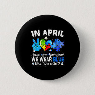 Blue puzzle autism awareness in april accept love button