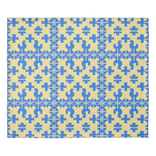 🔷 Blue Puzzle Pattern Modern Geometric Calm  Duvet Cover