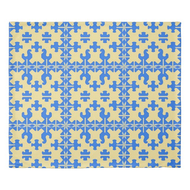 🔷 Blue Puzzle Pattern Modern Geometric Calm  Duvet Cover (Front)
