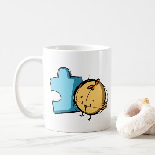 Blue Puzzle Piece Bird  Coffee Mug