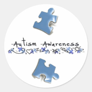 Blue Puzzle Pieces - Autism Awareness Classic Round Sticker