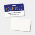Blue PVC Name Badge Horizontal Logo Work ID Tag | Zazzle