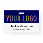 Blue PVC Name Badge Horizontal Logo Work ID Tag