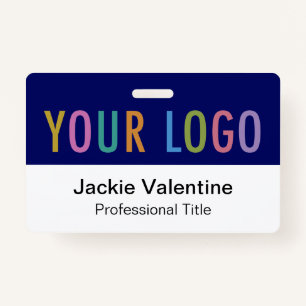 Blue PVC Name Badge Horizontal Logo Work ID Tag