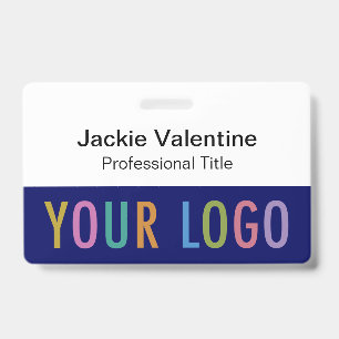 Blue PVC Name Badge with Clip Lanyard or Reel