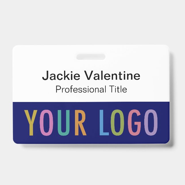 Blue PVC Name Badge with Clip Lanyard or Reel (Front)