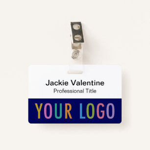 Blue PVC Name Badge with Clip Lanyard or Reel