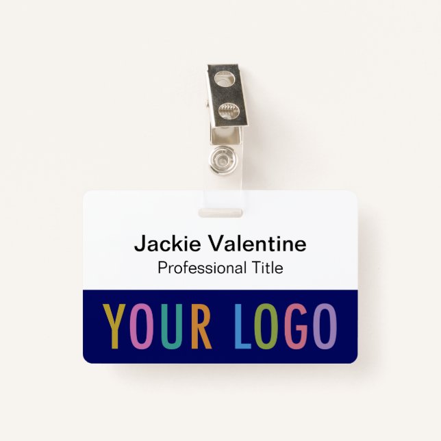 Blue PVC Name Badge with Clip Lanyard or Reel (Front with Clip)