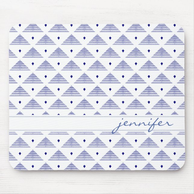 Blue Pyramid Pattern Mouse Pad (Front)