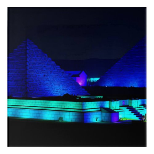 Blue pyramids design  acrylic print