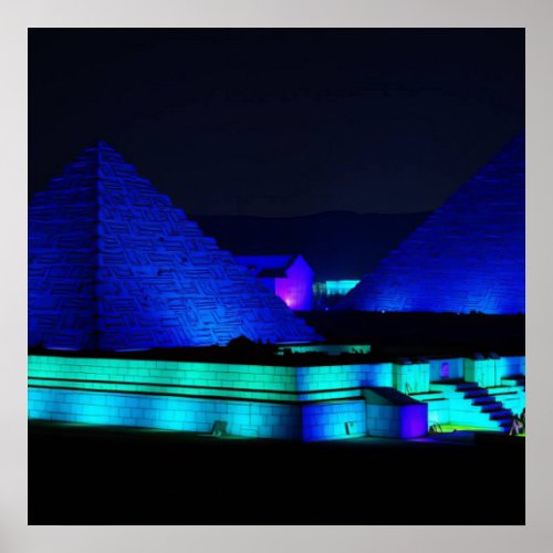 Blue pyramids design  poster