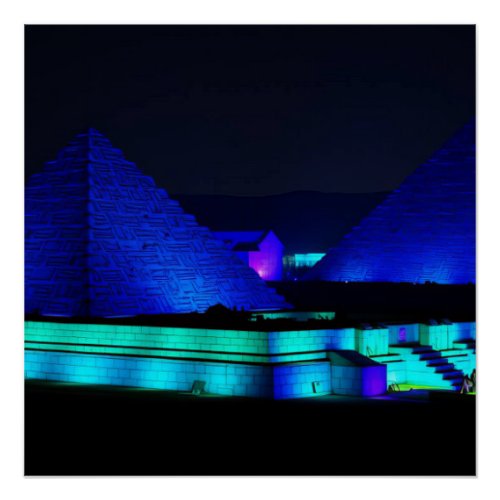 Blue pyramids design  poster