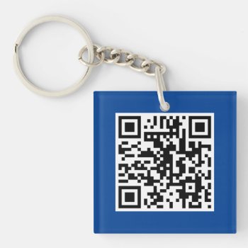 Blue Qr Code Custom Keychain by mariannegilliand at Zazzle