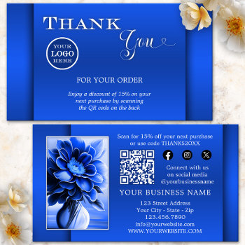 Blue Qr Code Photo Thank You For Your Order Business Card by sunnysites at Zazzle