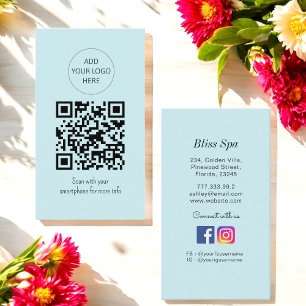 Blue QR Code Spa Dentist Clinic Business Card