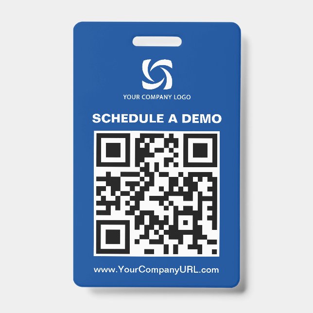 Blue QR Code Website Tradeshow Sign Badge (Front)