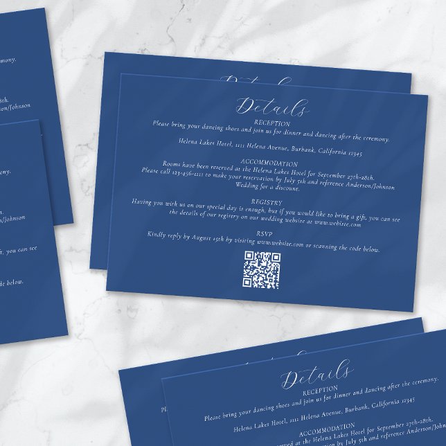 Blue QR Code Wedding Details Enclosure Card (Creator Uploaded)