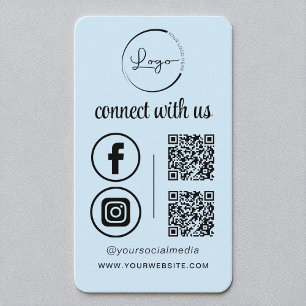 Blue QR Connect With Us Business Logo Social Media Business Card