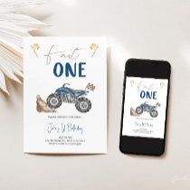 Blue Quad Bike 'Fast One' Birthday Invitation