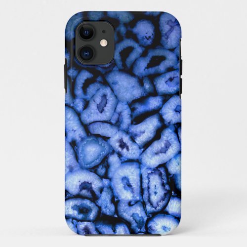 Blue Quartz Agate blue Geodes abstract pattern  iPhone 11 Case