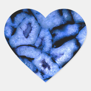 Blue Quartz Agate, blue Geodes, abstract pattern Heart Sticker
