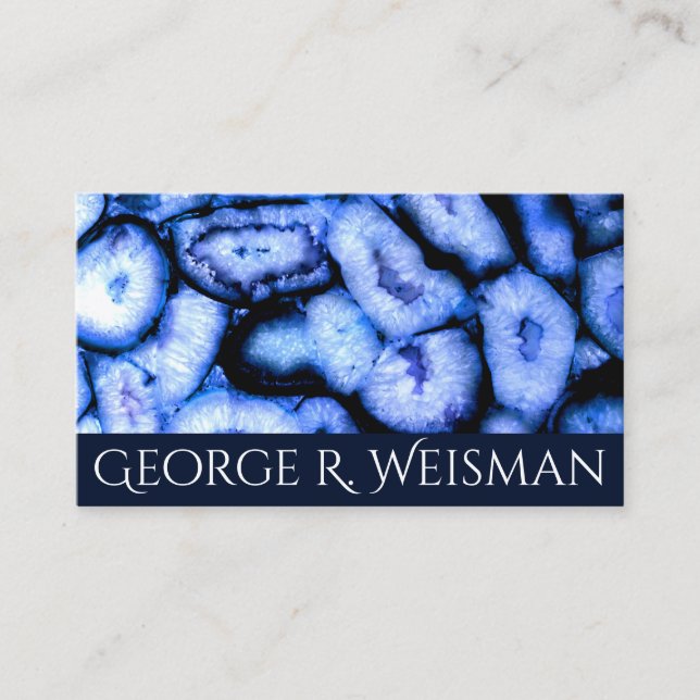 Blue Quartz Agate Geodes Business Card (Front)