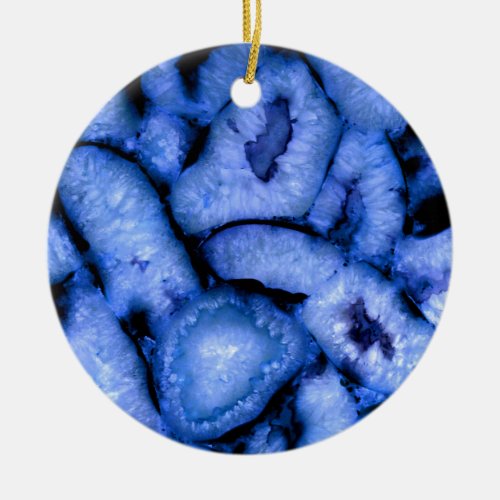 Blue Quartz Agate Geodes Ceramic Ornament