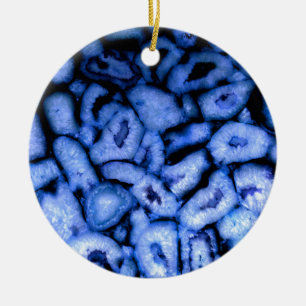 Blue Quartz Agate Geodes Ceramic Ornament
