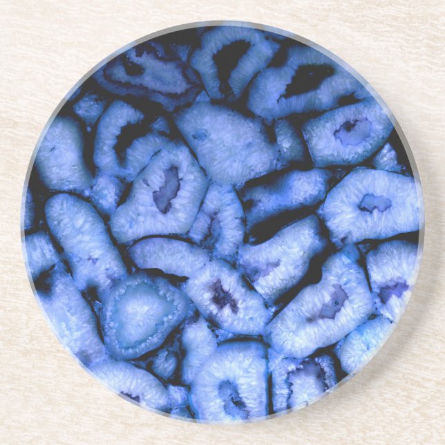 Blue Quartz Agate Geodes Drink Coaster (Front)