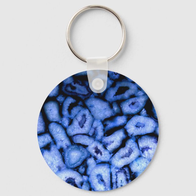 Blue Quartz Agate Geodes Keychain (Front)
