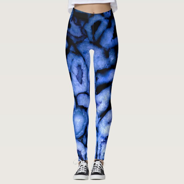 Blue Quartz Agate Geodes Leggings (Front)