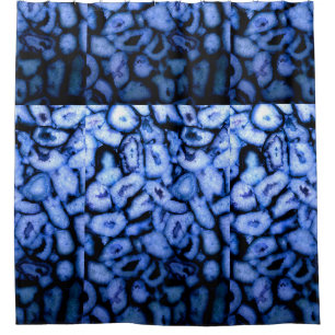 Blue Quartz Agate Geodes Shower Curtain