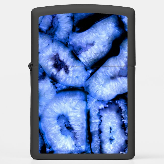 Blue Quartz Agate Geodes Zippo Lighter (Front)